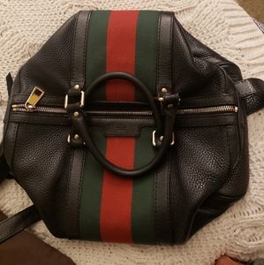 Black Boston leather bag